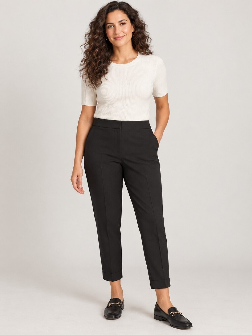 ❤️ EILEEN FISHER HIGH RISE TAPERED ANKLE PANTS / TROUSERS, BLACK, 12 (31)